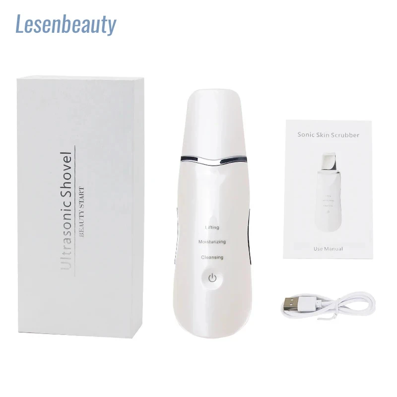 Ultrasonic Skin Scrubber Peeling Shovel EMS Ion Deep Face ทําความสะอาด Blackhead Remover Facial Lifting Peeling Shovel เครื่องนวดหน้า