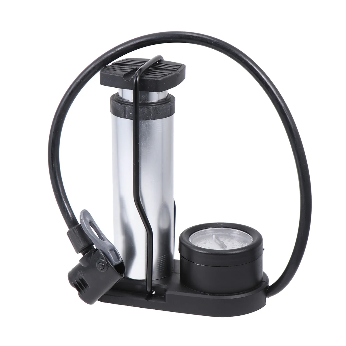 

Mini Portable Silver Tire Floor Pump High-Pressure Foot Pump Bike Inflator Barometer Foot Activated Floor Pumps Inflator
