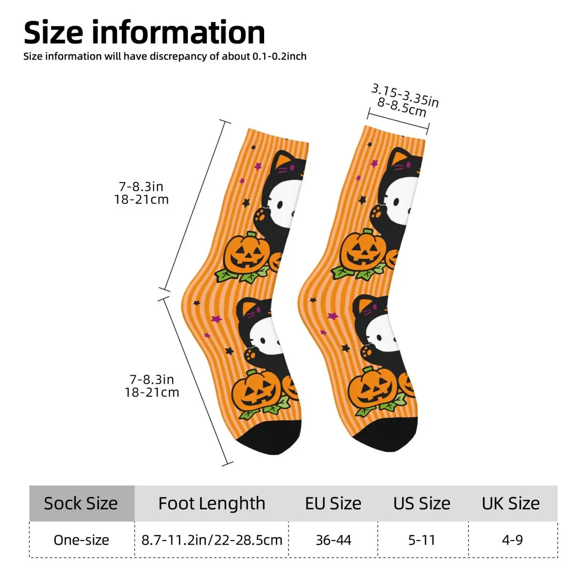 Halloween Sanrio Hello Kitty Kawaii Cartoon Socks Elegant Stockings Women Men Quality Skateboard Socks Spring Non Slip Socks