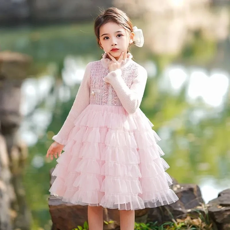 Winter Girls Velvet Clothing Sets Toddler Kids Short Jackets Coat + Long Sleeve Dresses for Girls High Quality Warm Outfits 4-14