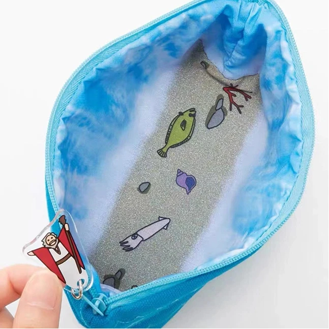 

Портативный пенал большого размера с рисунком океана; Просторная косметичка с милым подводным дизайном
