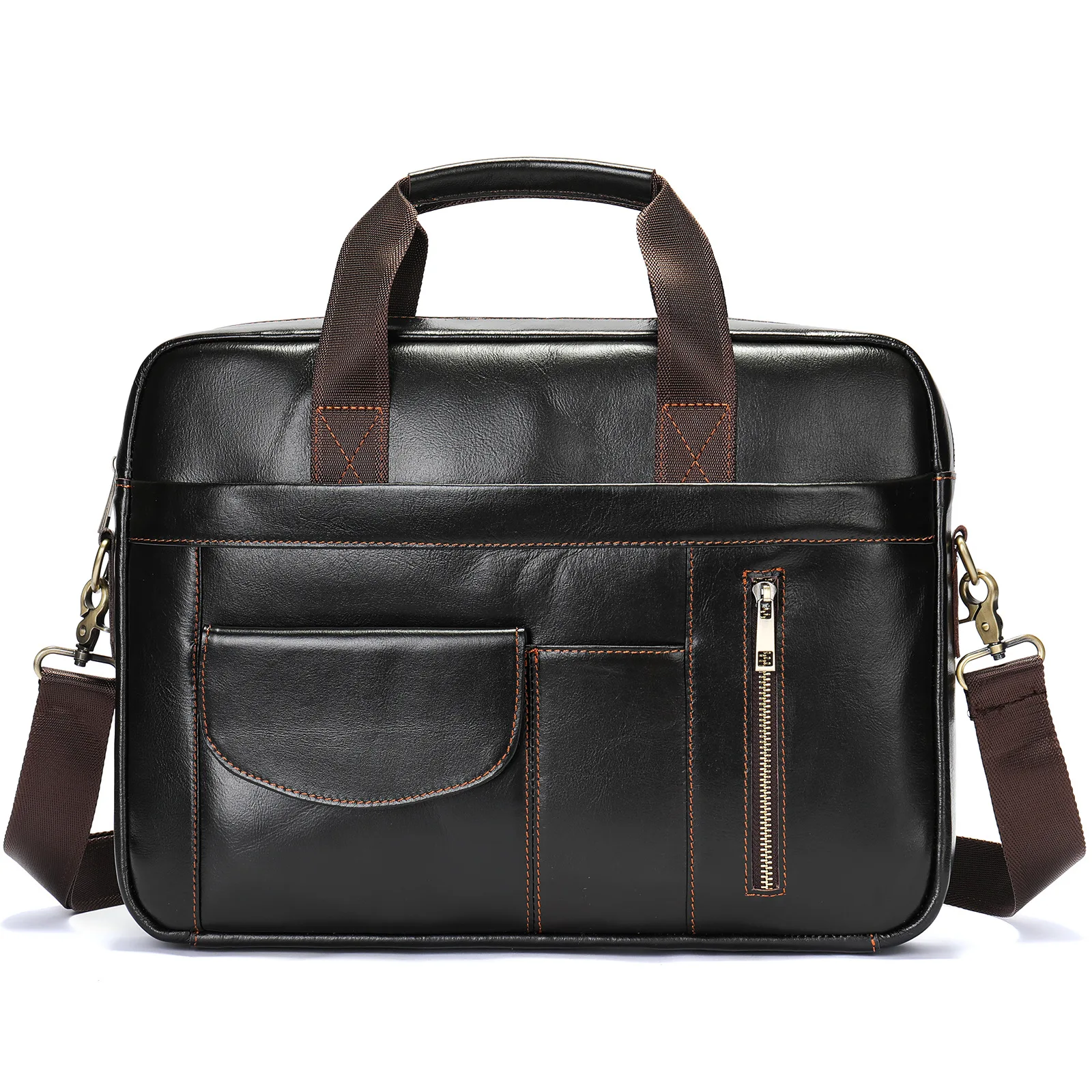 

Vintage Men's Leather Bags Man Cowhide Laptop Bag For Document A4 Briefcase For Teens Men Business Portfolio Tote Messenger Bags