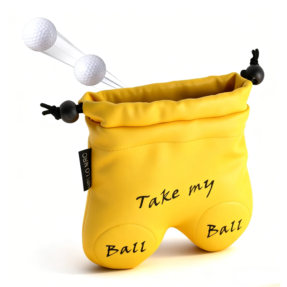 

Чехол для мяча для гольфа из искусственной кожи, водонепроницаемая портативная сумка на шнурке для хранения аксессуаров для гольфа, подвесной защитный чехол для гольфа на талии