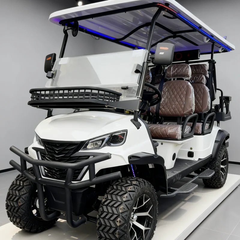 

2025 Новая заводская цена 2 4 6 8-местный 72 В Электрический внедорожник Внедорожная электрическая тележка для гольфа Клубный автомобиль Охотничий автомобиль