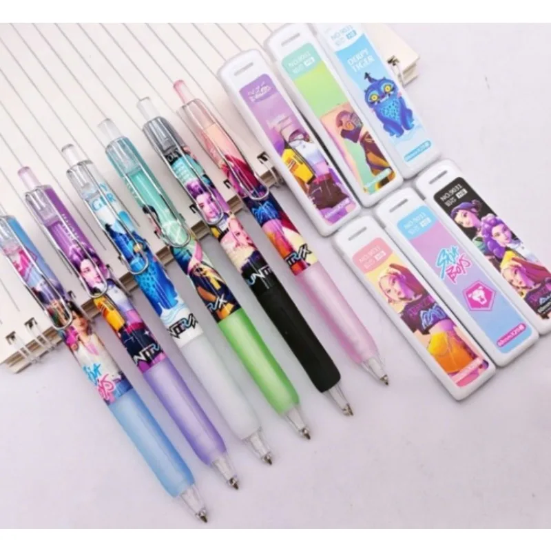 Nuevo y popular set de lápices de dibujos animados con recambios intercambiables, lápiz de dibujos animados, set de papelería para la escuela y oficina, regalo.