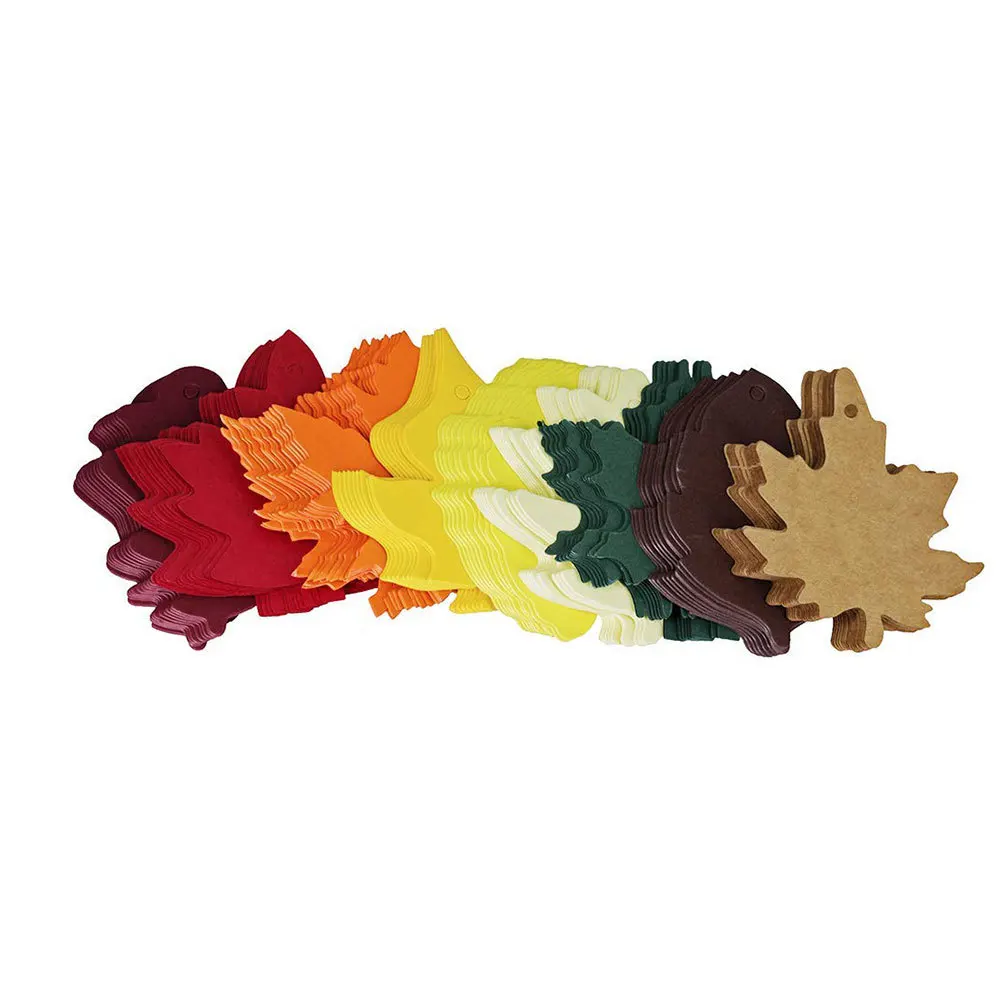 

180 pcs Maple Leaf Tag Kraft Paper Gift Tags Set Diy Message Post Thanksgiving Christmas Decor String Attached Durable Safe