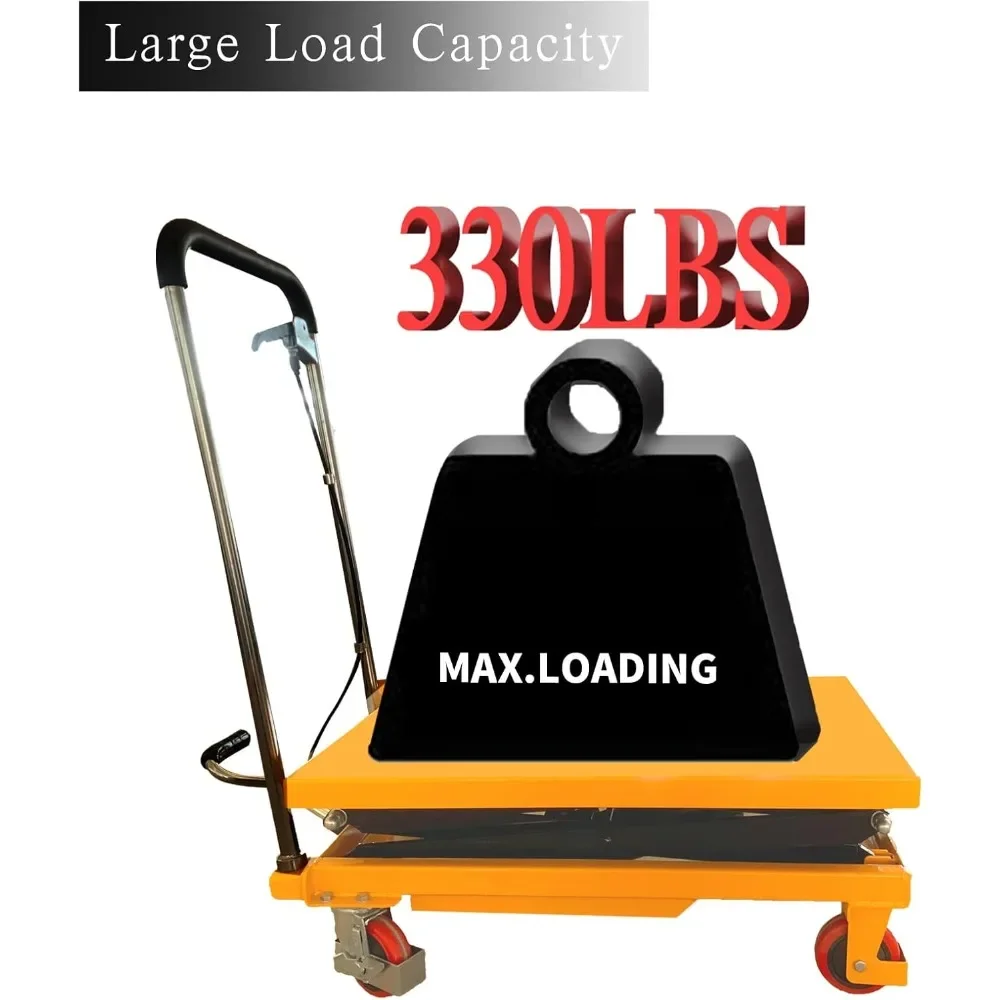 Double Scissor Lift Table Manual Hydraulic Table Cart Simple Operation Elevating Cart for Freight Lifting Heavy Duty Lift Table