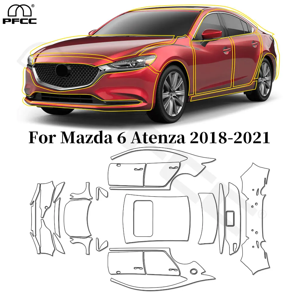 

Для Mazda 6 Atenza 2018-2021 Защитная пленка из ТПУ для краски, предварительно вырезанная PPF кузов автомобиля, прозрачный бюстгальтер, устойчивый комплект, автомобильные аксессуары