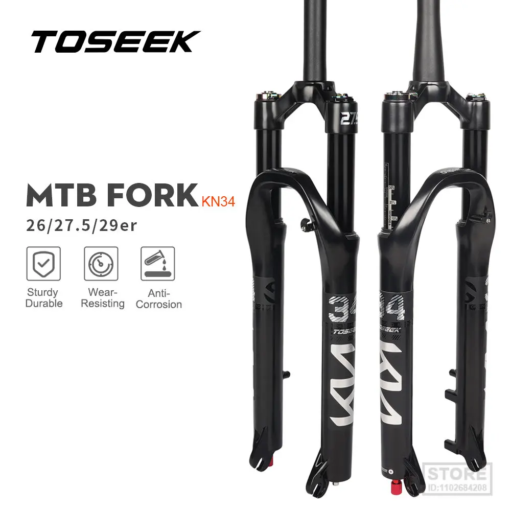 TOSEEK KN34 Magnesium Alloy MTB Bicycle Fork  26/27.5/ 29er Inch Mountain Bike  RL120mm  Air Suspension 