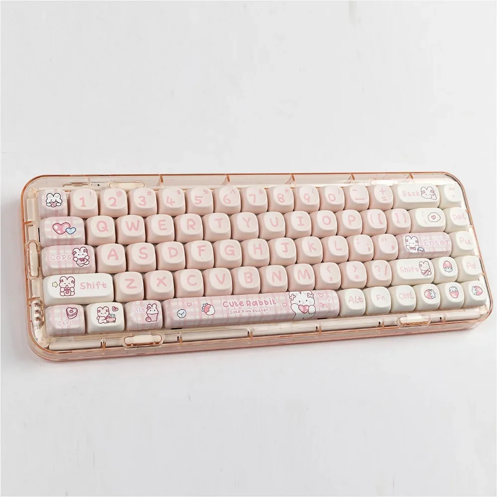 Snack Coelho Keycaps, Teclado Mecânico Rosa, Moa Keycaps, Wooting Material PBT para HI75, 68, 98, 99, 104, Switches MX