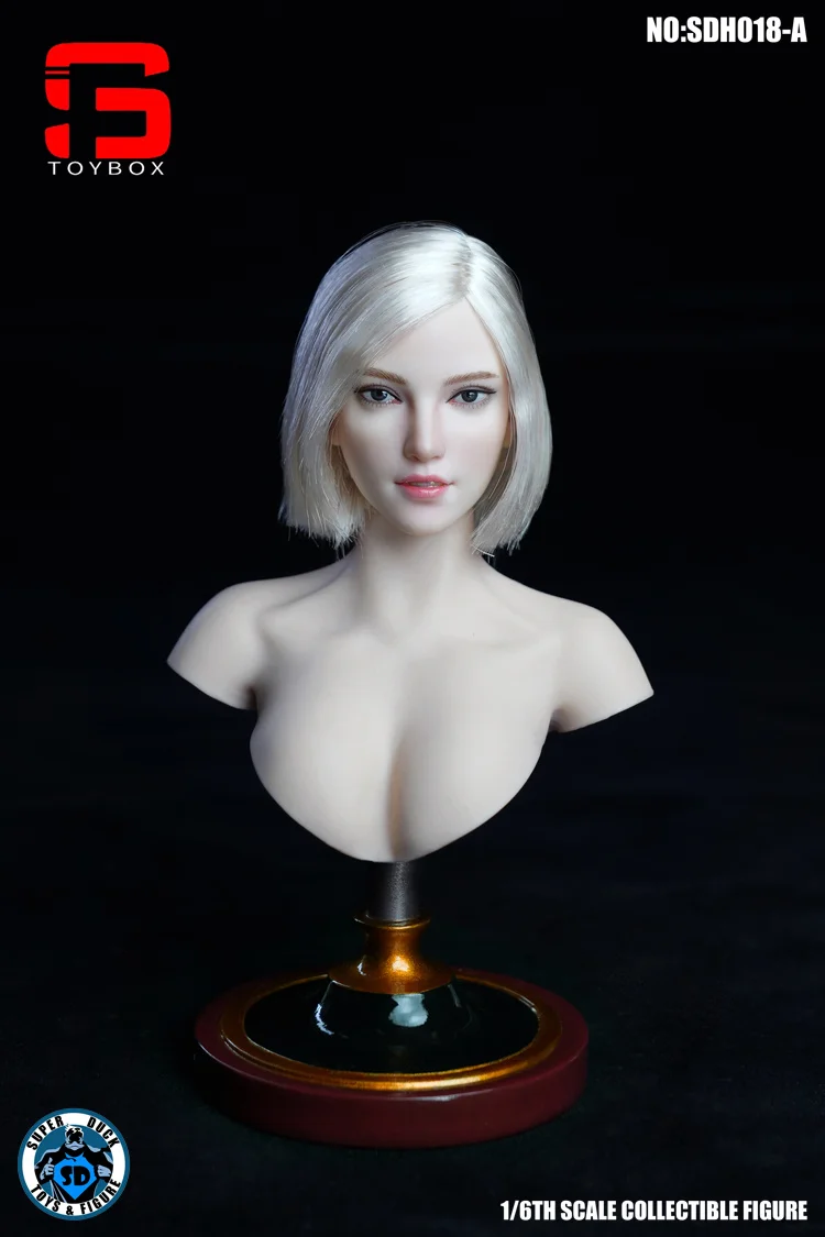 SUPER DUCK Series 1/6 Scale Long Blond/Black Curls Short Hair Beauty Head Sculpt For 12\