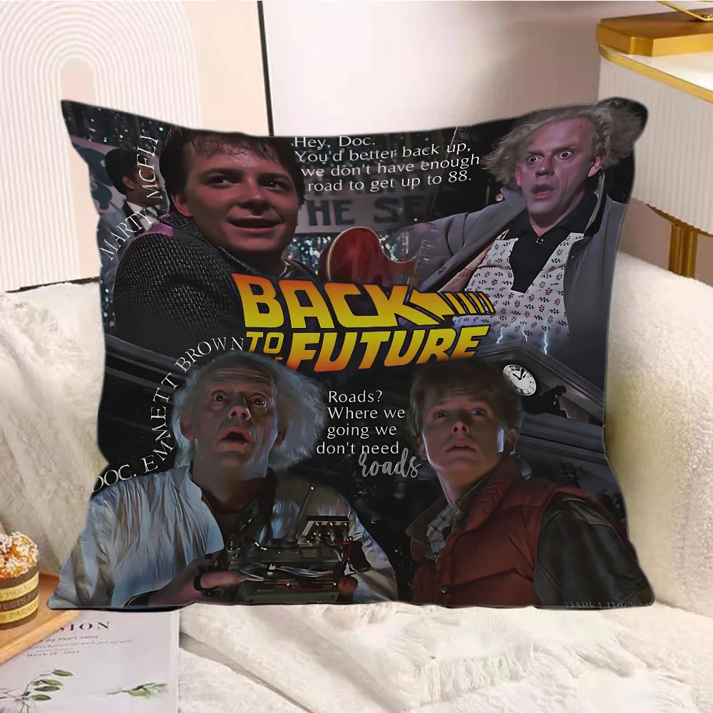 Pillow Covers Cartoon Sofa Decorative Home Double-sided Printing Short Plush Cute Cushion B-Back To The F-Future Cover
