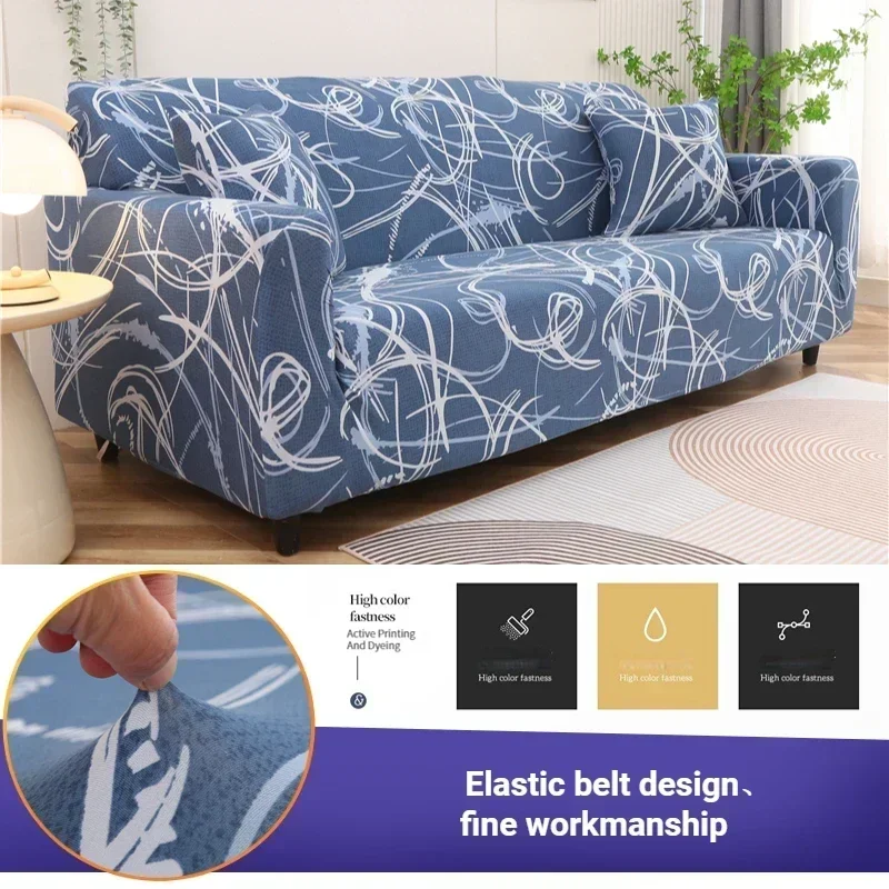 Line Pattern Sofa Cover for Living Room Stretch Cheap Couch Cover Elastic Furniture Protector I Shape Corner Sofa Big Sofa Cover