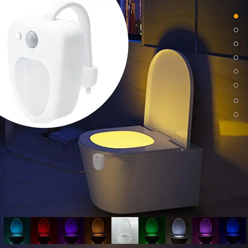 Toilet Seat Smart Motion Sensor Night Light 16/8 Change Colors Cool Waterproof bathroom Toilet Bowl LED Inside Nightlight