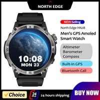 NORTH EDGE GPS Sports Smart Watch 1.43'' Amoled Display AOD Mens Watch Bluetooth Call Altitude Barometer Compass IP68 Waterproof