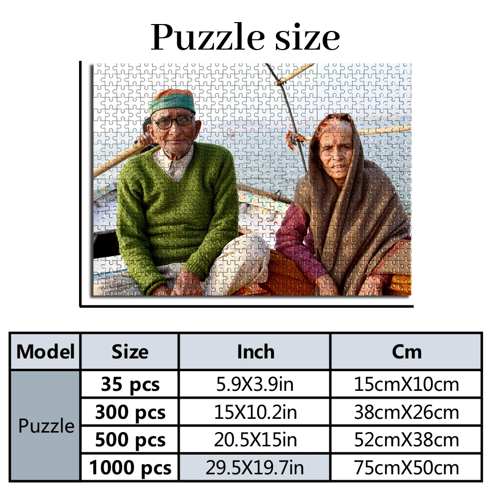 Personalized Custom Photo Puzzle Customized Rural Elderly Couple Portrait DIY Toy Decoration Collectiable Gift Present Christmas