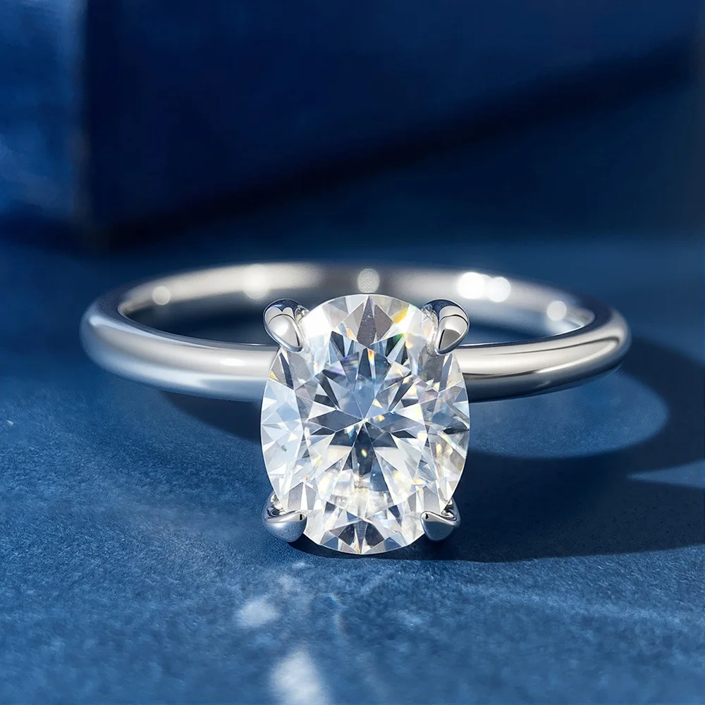 TBCYD 2CT Oval Cut Moissanite Couple Ring Set S925 Sterling Silver with Certified Sparkling Engagement Wedding Band for Women