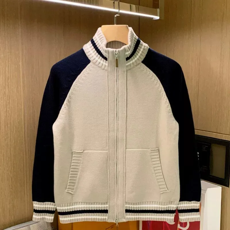 

Faionable Color Blo Men's Knitwear Zipper Warm Cardigan Casual Loose Fit Spring Autumn Youth Sle Urban Faion