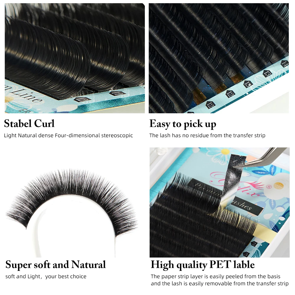 Yelix Matte False Eyelashes Individual Mink High Quality 0.07mm Silk Eye Lashes Russian Volume Eyelash Extension Supplies