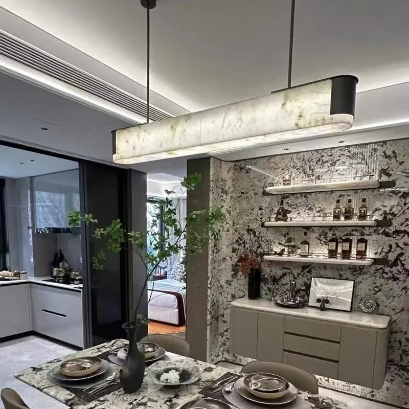 Modern Simple Imitation Marble Chandelier for Dining Room Living Room Bar Table Tea Table Designer Fashionable Pendant Lamp