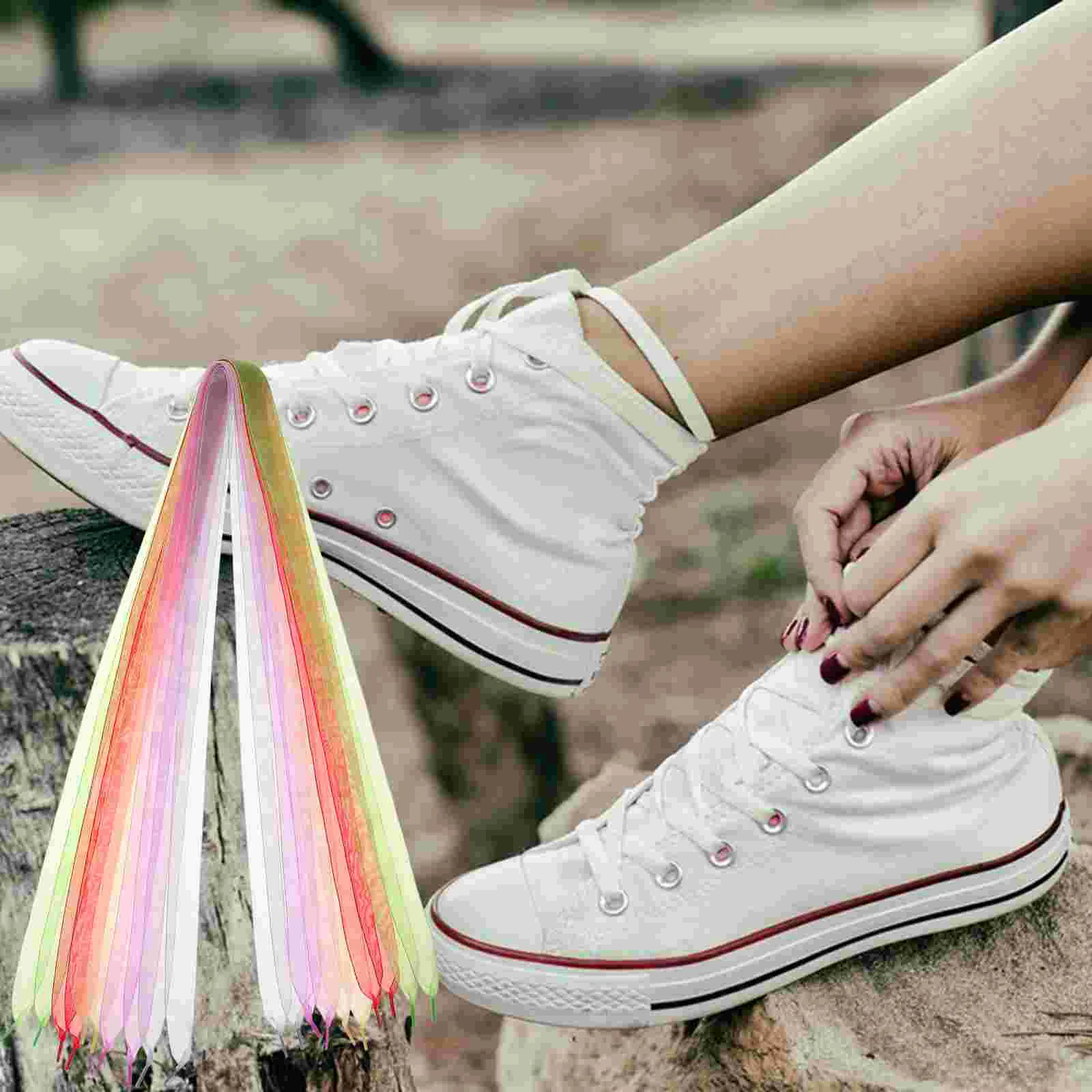 5 Pcs Black Satin Ribbon Shoelace Pink Laces Women Soft Colored White Sneakers Miss