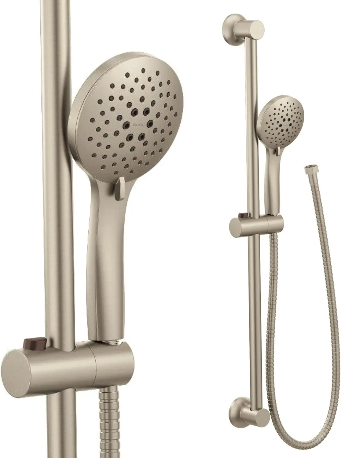 5-Function Handheld Shower Head with Adjustable Slide Bar and Long Hose, Brushed Nickel Finish