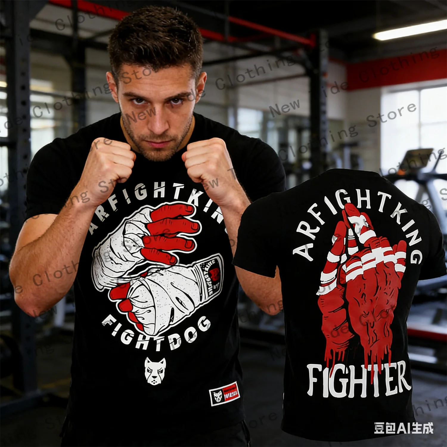 

Fashion Muay Thai Sports Men's T Shirt Casual O-neck Loose Tops Outdoor Boxing Workout Clothing Summer Short Sleeve Gym T-shirts