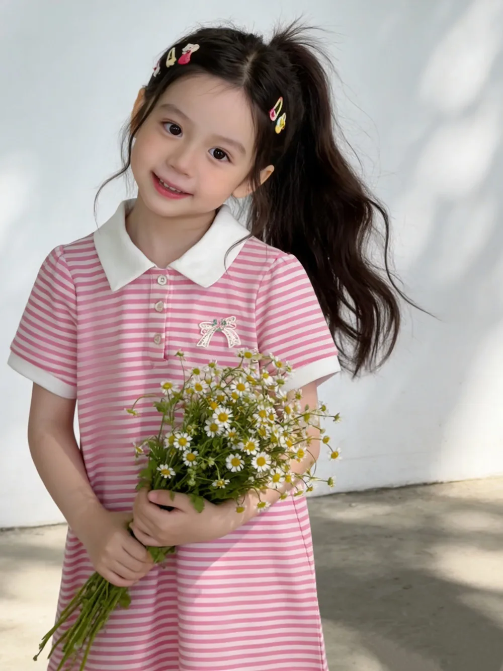 Summer dress kids girl clothes girls dress 100% cotton Striped straight tube dress College style sweet and beautiful kids dress