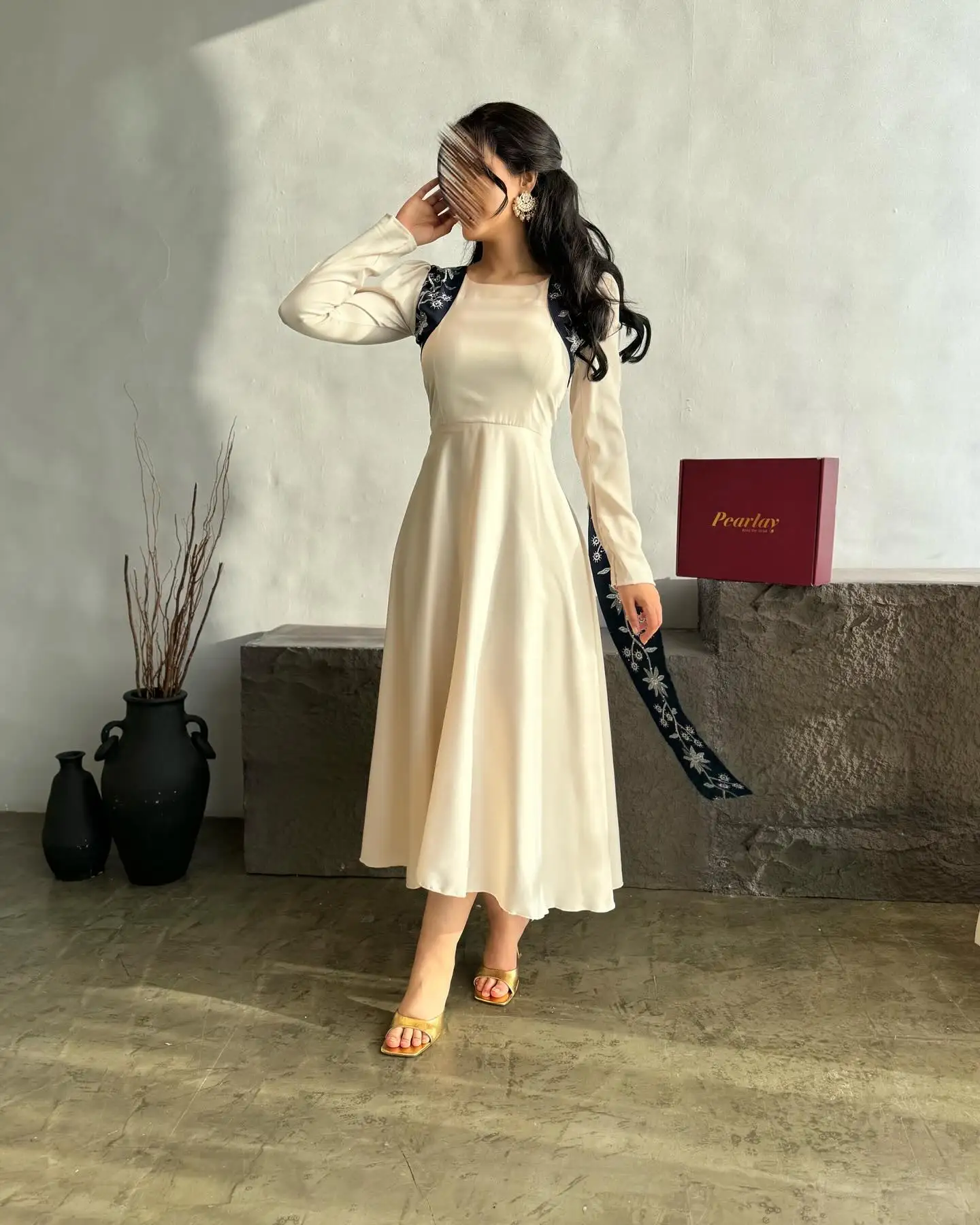 Customized Jersey A-Line Ribbons Evening Dress O-neck Ankle Length Long Sleeves Temperament Party Gowns Saudi Arabia 2024