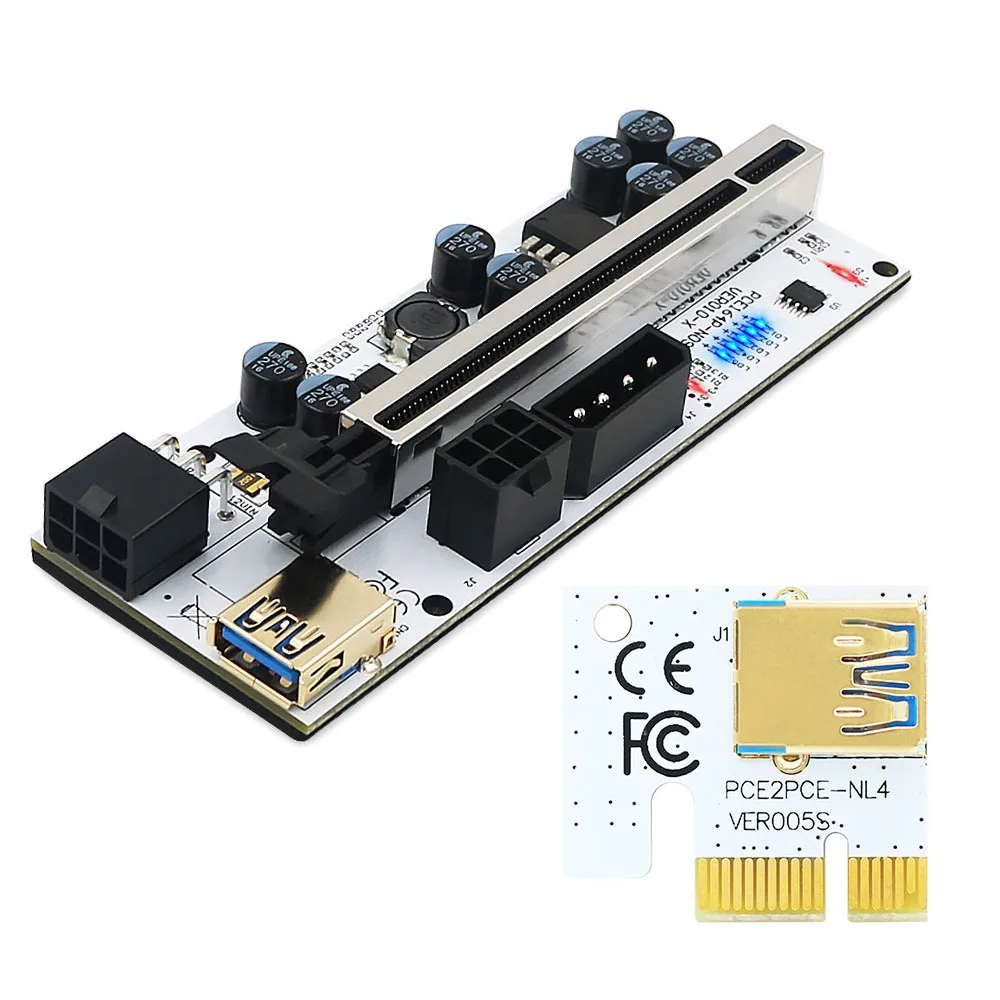 Piezas PCIE Riser para tarjeta de Video, Cable USB 3,0, adaptador de tarjeta elevadora PCI-E para minería, PCI Express X16, VER010X, 010, 010X, GPU, 6 uds.