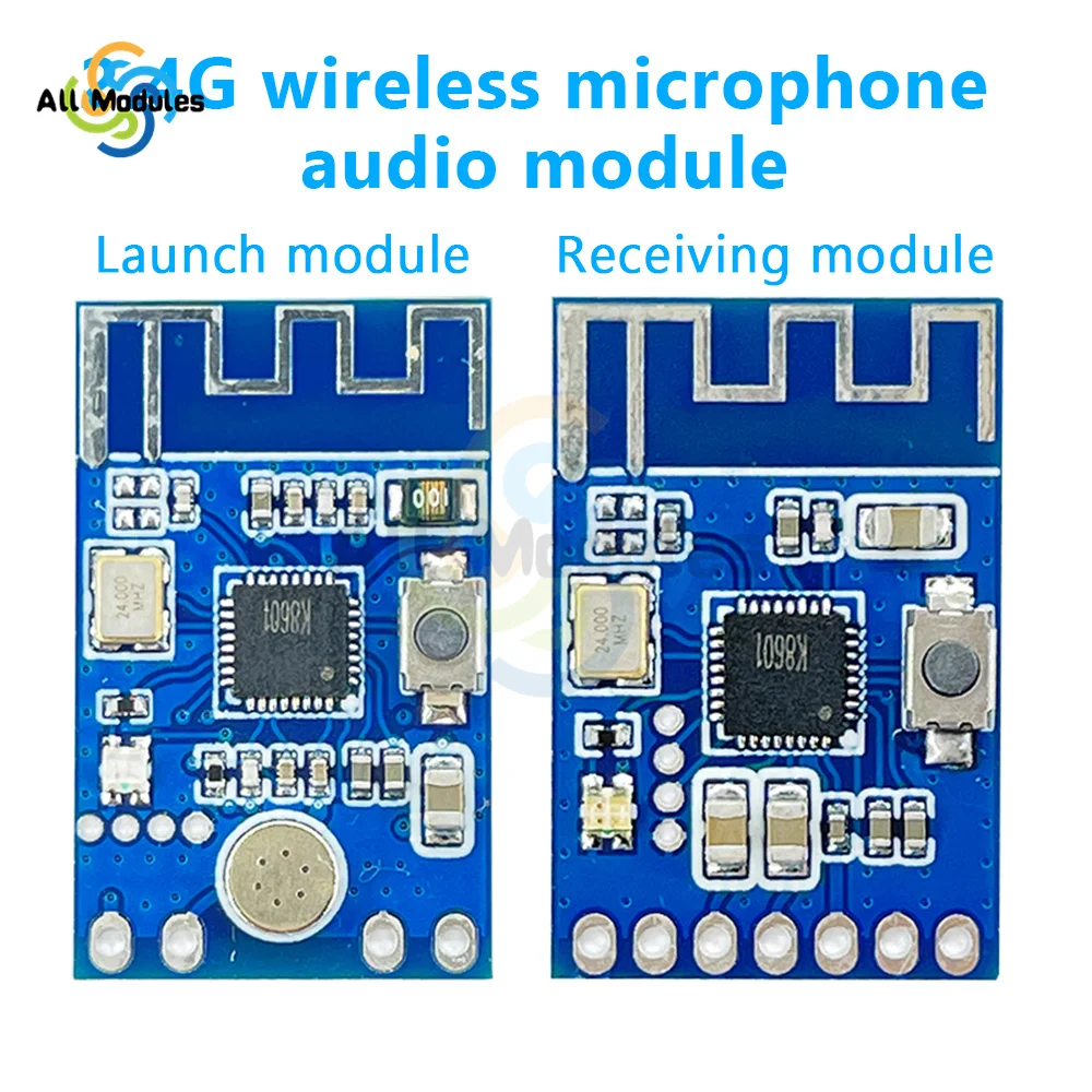 Module émetteur-récepteur et émetteur de Signal Audio de Microphone sans fil 2.4G, Module de réception et de transmission 3.3-5.0V