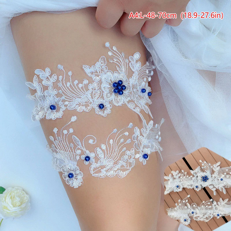 2Pcs Wedding Garter Lace Beads Embroidery Flower Sexy Garters Women/Female/Bride Thigh Ring Bridal Lace Leg Ring Loop