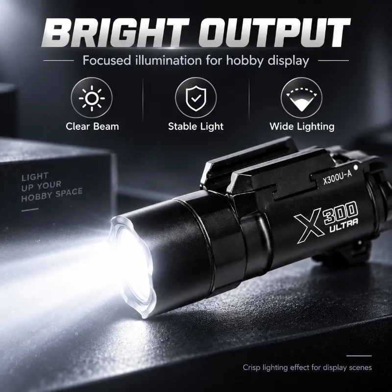 Brand New X300 Metal Flashlight Strobe Light Model Decor Parts for 20‑22mm Rail