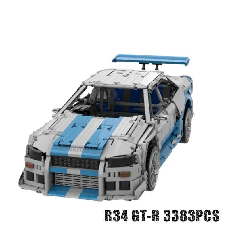 NEW R34 GT-R 3383PCS supercar model buiding kit block self-locking bricks toy christmas gift