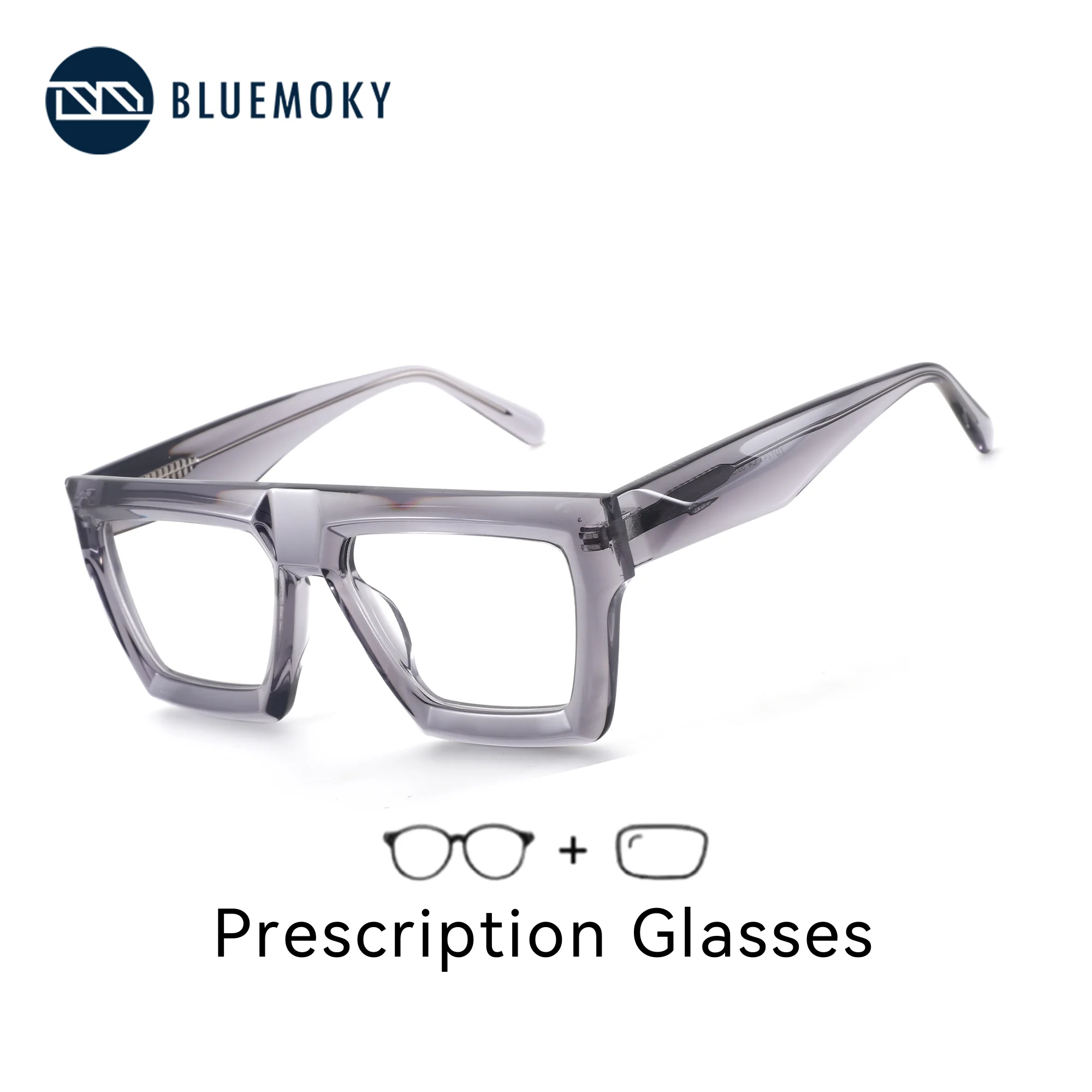 

BLUEMOKY Acetate Square Prescription Glasses For Men Blue Light Multifocal Photochromic Optical Eyeglasses Myopia Lenses