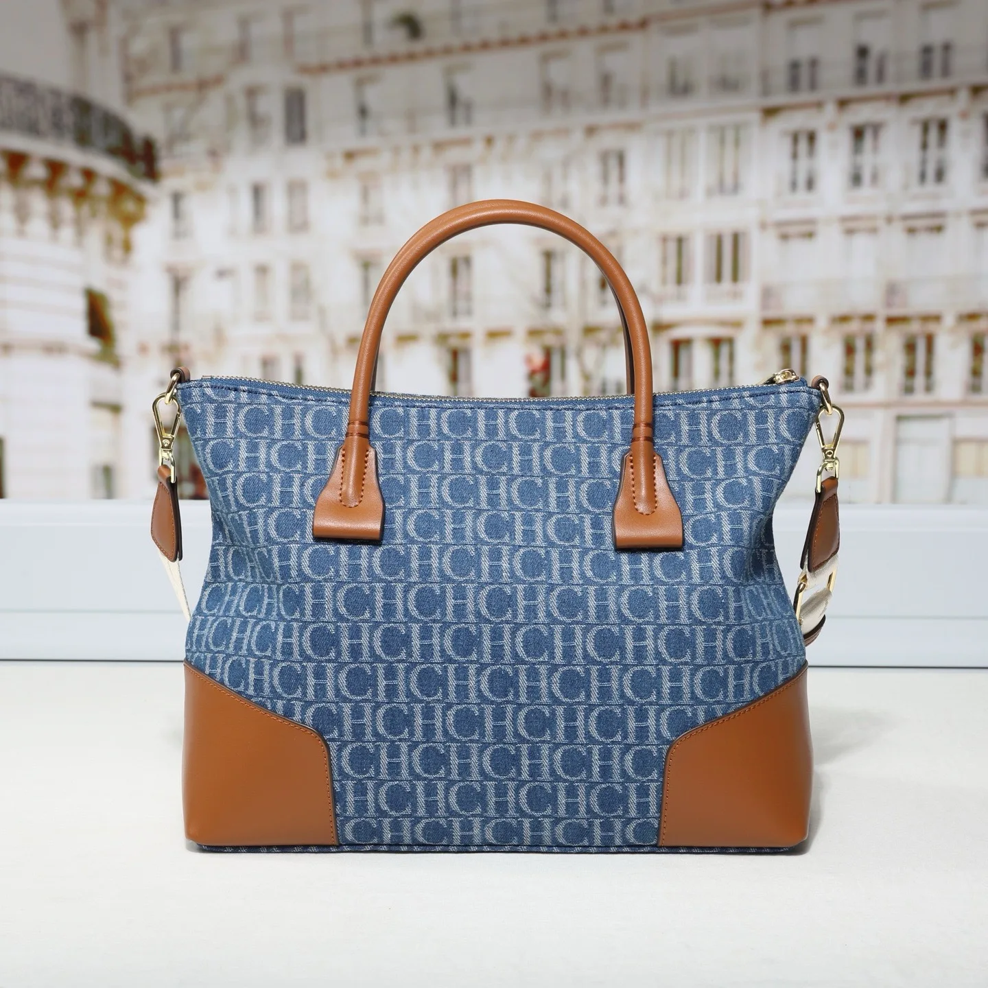 Ladies' Summer New Fashionable Denim Letter Handbag Daily Commuter Crossbody Bag Trendy Versatile Wide Shoulder Strap Tote Bag