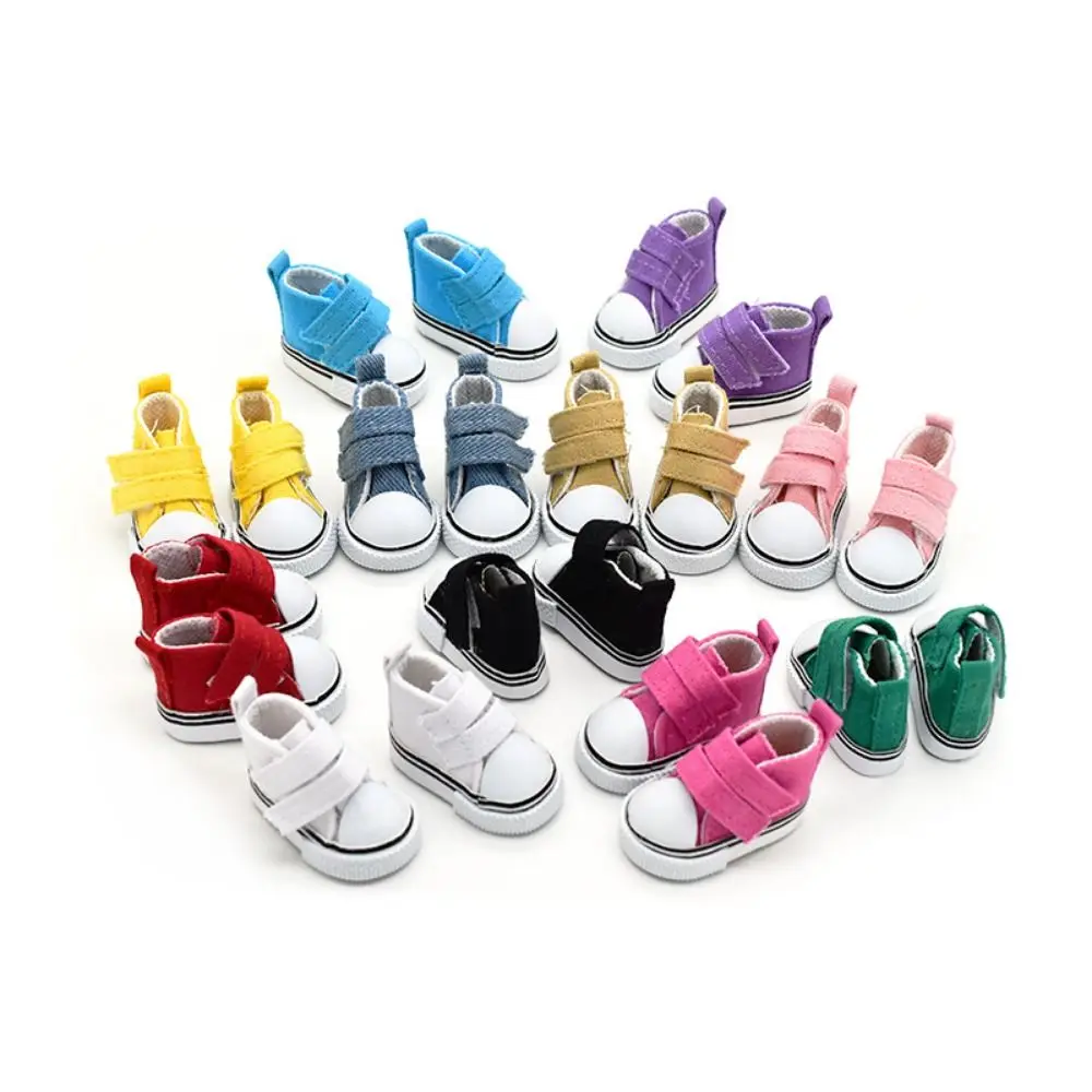 1 Pair 5cm Length Doll Canvas Shoes DIY Mini 1/6 Scale Mini Sneakers Plimsolls Colorful Mini Casual Shoes Blythe Doll Toy