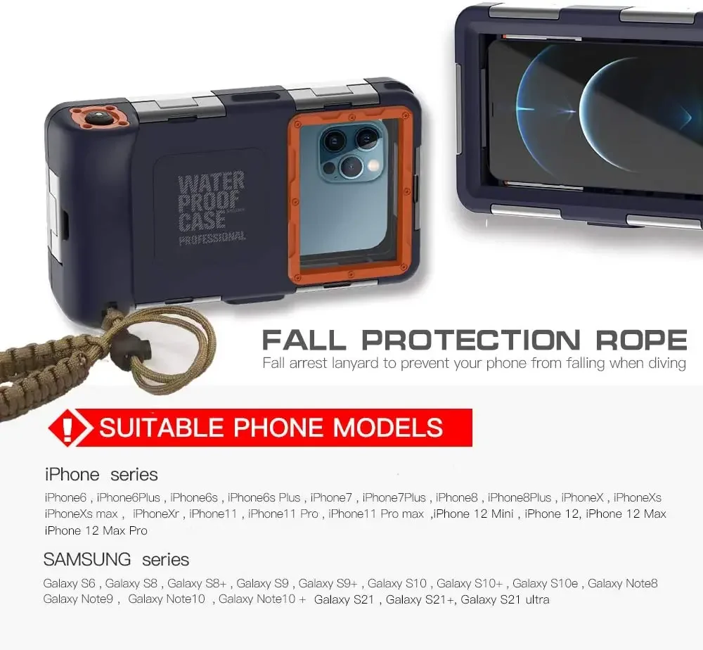 Professional 50ft Diving Waterproof Case for Samsung Galaxy S23 Ultra Universal Water proof Underwater Cover for S23 S22 Ultra