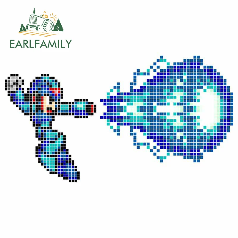 

EARLFAMILY 13cm x 7.5cm Auto Car Stickers Pixel Style for Rockman Graphics Decals Waterproof Fuel Tank Cap Trunk Vinyl Car Wrap
