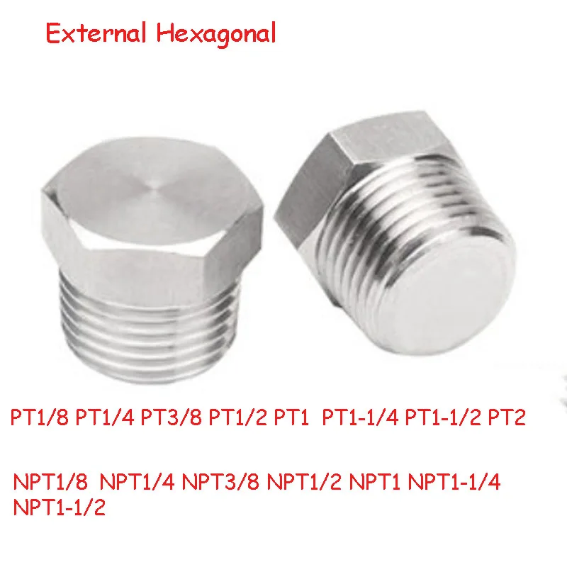 

1 PC 304 Stainless Steel External Hexagonal Flange Plug External Screw Oil Plug NPT/PT