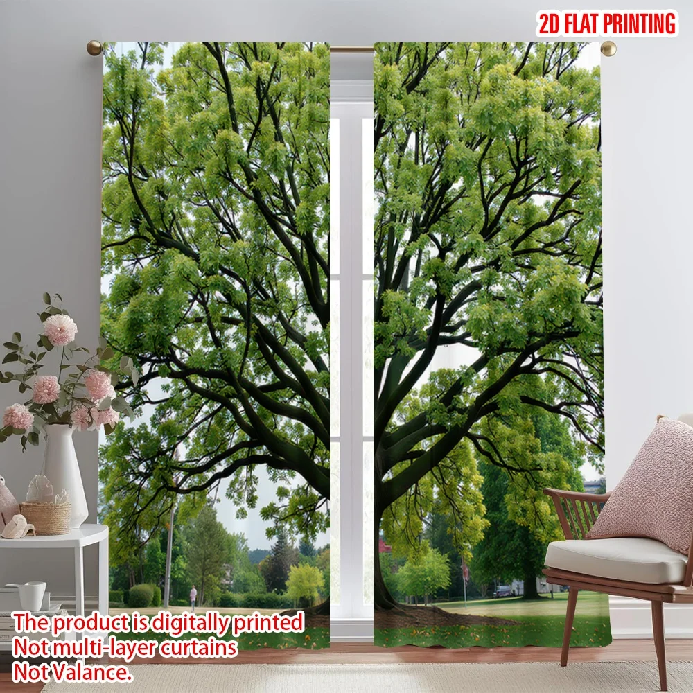 

2D flat printing 2pcs Curtains Majestic Spreading Tree Digital Printed Polyester Drapes All Season Party & Holiday Decor Use for