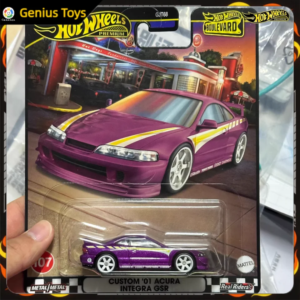 Hot Wheels Premium Boulevard 1:64 Scale Die-Cast Car Custom 01 Acura Integra GSR Collectible Alloy Vehicle Model Toy Adults Fans