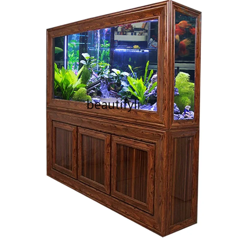 Ecological Chinese Fish Tank Bottom Filter Aquarium Retro Domestic Large Screen Glass Ultra White Mute