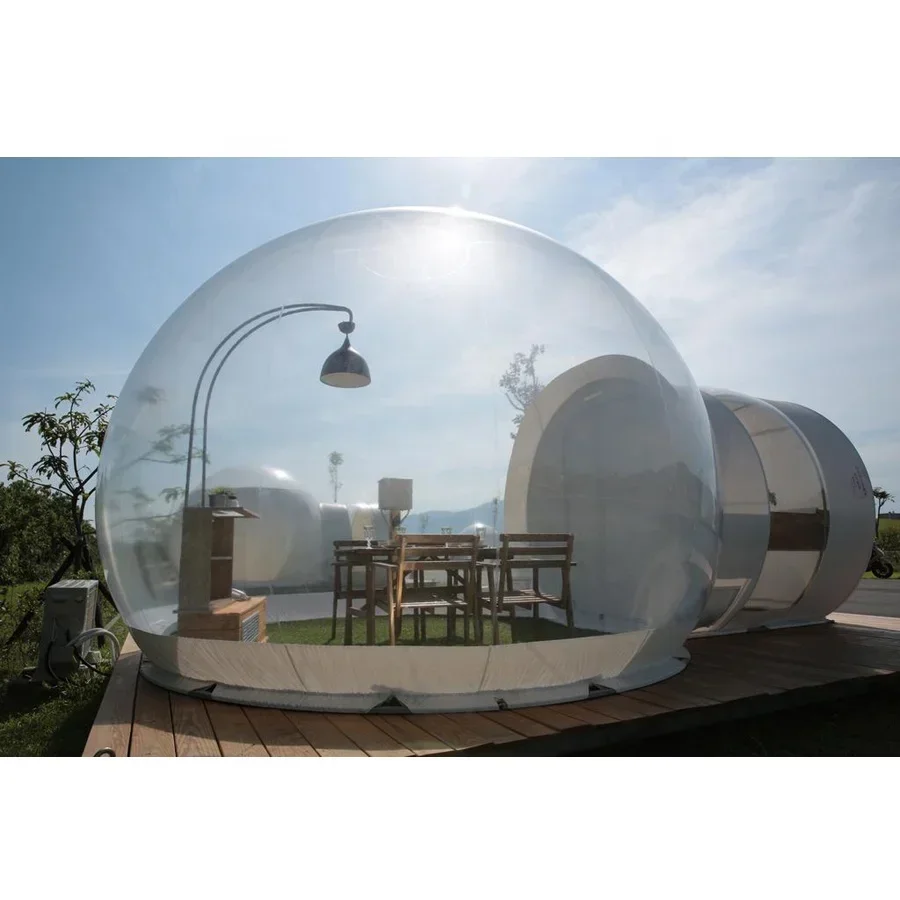 

Large outdoor camping single tunnel house hotel bathroom clear inflatable transparent dome bubble tent
