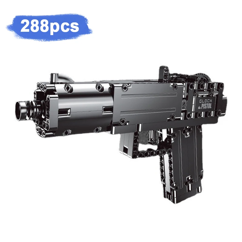 

Mould King 14008 288pcs Full Auto Handgun Model MOC Assembly Building Blocks Bricks Education Kit for Boys Men Birthday Gift