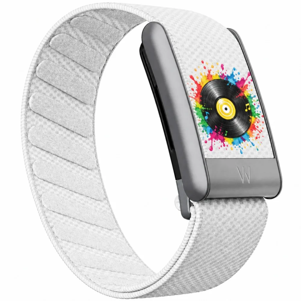 Compatible with WHOOP 5.0 MG Colorful Vinyl Record Music Note Paint Splash Printed Nylon Woven Sport Wristband