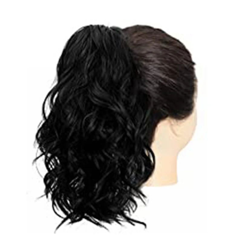 

Q1QD Fashionable Ponytail Hairpiece Short Wavy Hair Extensions Curly for Women