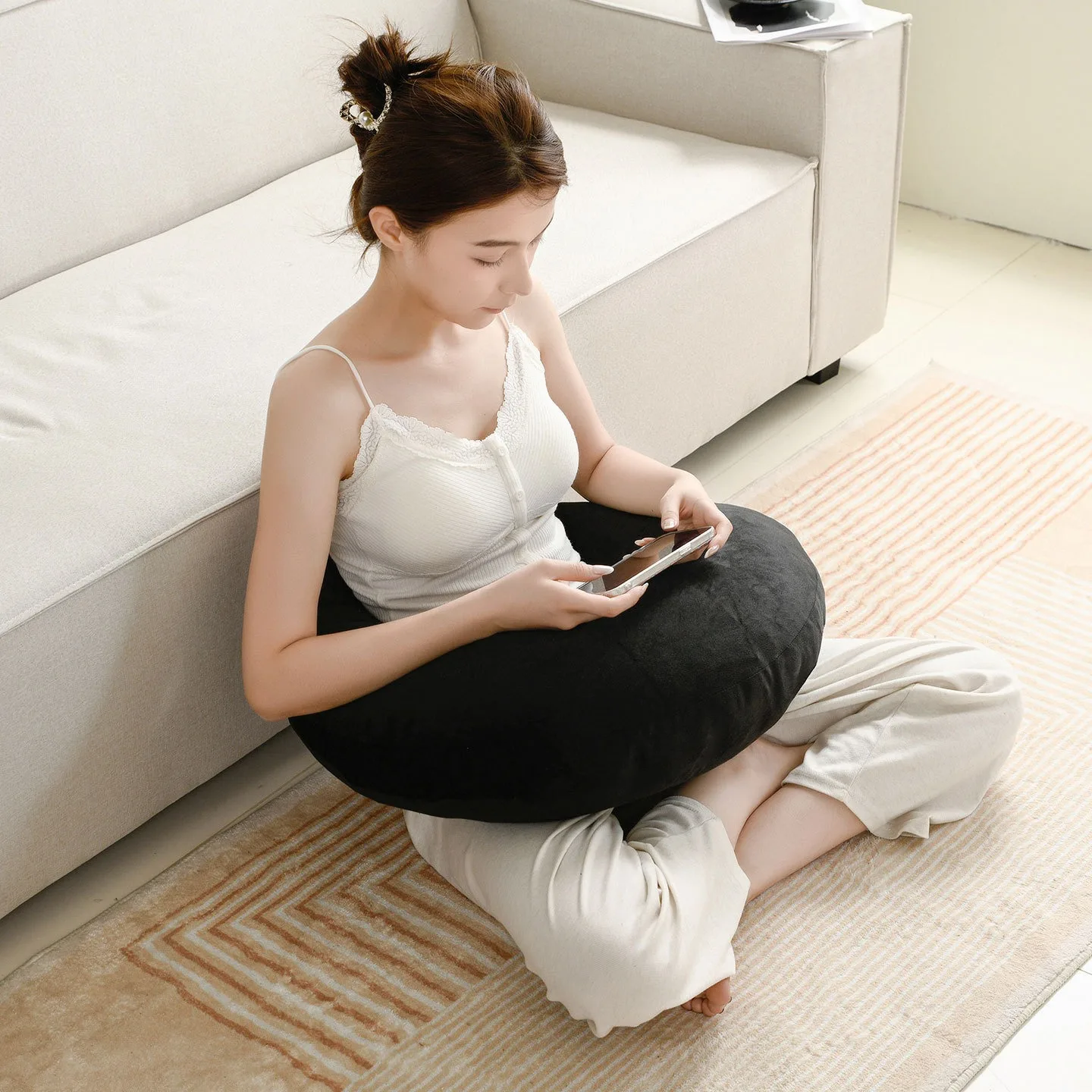 Reading Pillow, Gaming Pillow for Lap, Sitting in Bed or Sofa, Extra Arm Rest for Reading, Playing or Crocheting, Soft Velvet
