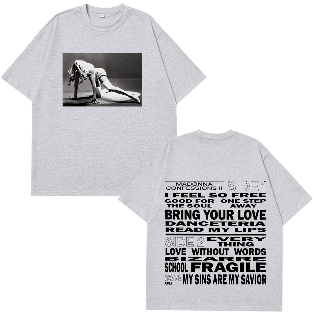 Madonna CONFESSIONS II Album Tour 2026 Print T Shirt Men Women Fashion T-shirt Summer Cotton Loose Casual T-shirts Fan Gifts Top