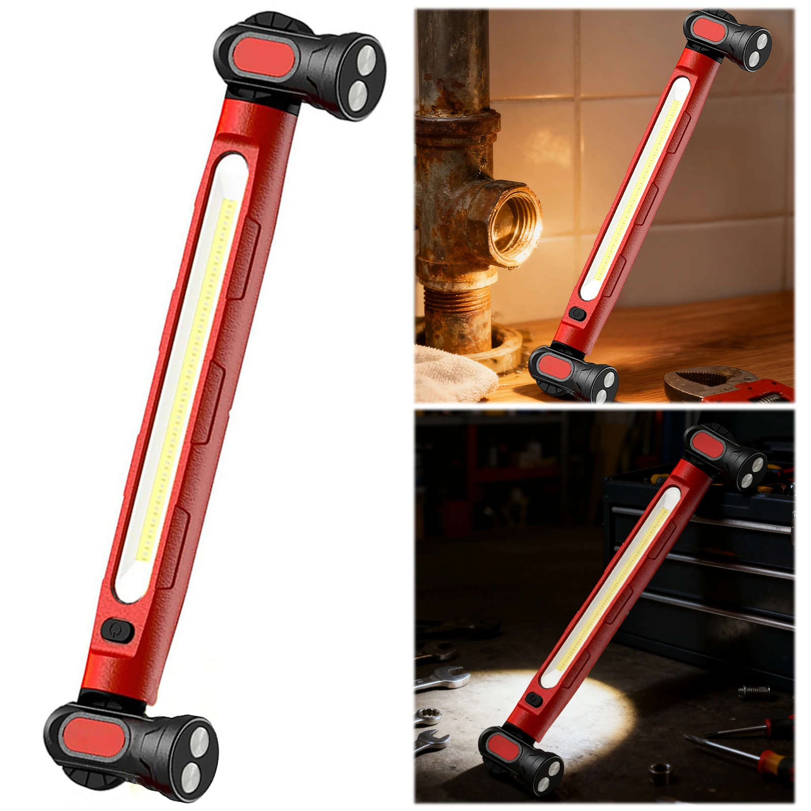 

Магнитный рабочий фонарь 5200 мАч, перезаряжаемый светодиодный рабочий фонарь с крючками, рабочий фонарь под днище для механика/ремонта автомобиля/гаража